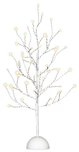 Nipach GmbH Dekobaum weiß schwarz Leuchtbaum Lichterbaum 48 LED warm weiß 60 cm hoch Batterie Timer Weihnachtsbeleuchtung Weihnachtsdeko Lichterdeko Tisch-Deko Farbe wählbar (Weiß)