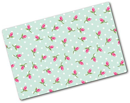 Tulup Tagliere Vetro Temperato - 80x52cm - Copri Piano Cottura - Modello Rose