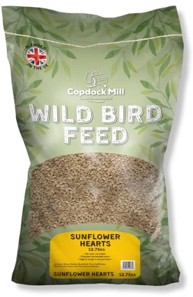 Copdock Mill Sunflower Hearts Bird Food 12.5kg | No Mess Sunflower Hearts for Wild Birds, Suitable for Sunflower Seeds Feeders, Suitable for Bird Tables