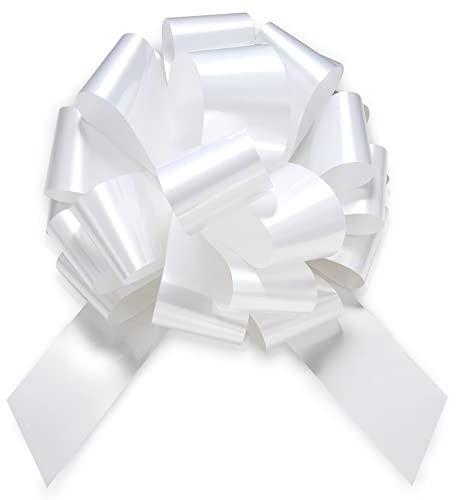 Zoe Deco Big Car Bow (Glänzend Weiß, 18 Zoll) Geschenkschleifen, Riesen Bogen für Auto, Geburtstagsschleife, Riesige Autoschleife, Autoschleifen, Geschenkverpackungen, große Geschenkschleifen