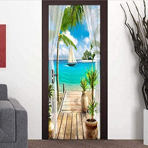 3D Türaufkleber Türtapete Selbstklebend Türposter Kinderzimmer Fototapete Türfolie Poster Tapete Türaufkleber PVC Marine Sailing Decoration Aufkleber DIY Selbstklebende Wandbild-85 x 200 cm