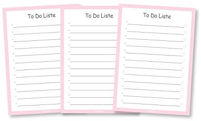 edelkern To Do Liste Block „Pink“ - 3er Set mit je 50 Blatt - DIN A6 Format - Platz für 12 Aufgaben pro Seite - Mit „Erledigt“-Feld - Ideal als Notizblock, Einkaufsliste, Terminplaner & Tagesplaner