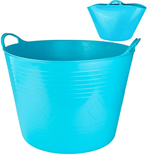 alles-meine.de GmbH 2 Stück Flexi & flexibel Modell + Farbwahl XXL großer - biegbarer - Aufbewahrungsbehälter mit Henkel - blau - neon Farben - Gummieimer - z.B. Garteneime..