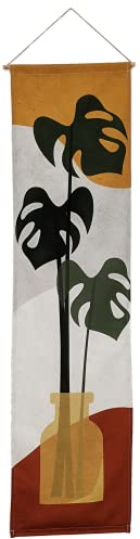 Madrona Brands Arazzo con foglie in stile bohémien, stretto, verticale, da appendere, decorazione artistica da parete per camera da letto, bagno, soggiorno – 132 x 33 cm