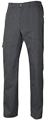 VELILLA Unisex Pantalón De Cocina a Cuadros Multibolsillos Chefs Trousers