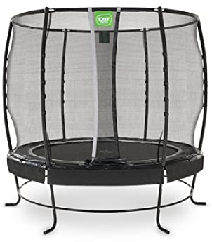 EXIT Toys Lotus Premium Trampolin - ø253cm - Mit Fußschutzsystem - Kleines Trampolin mit Extra Starkem und Stabilem Rahmen - Lange Federn für Erfahrene Springer - Wasserfest - Schwarz