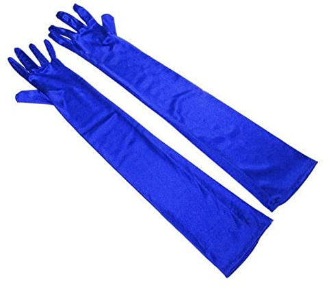 52 cm lange Abendhandschuhe aus Satin, Abend-Opernhandschuhe, Satin-Ellenbogenhandschuhe, 1920er-Jahre-Stil, Abschlussball-Handschuhe, Kostümhandschuhe für Hochzeit, Abschlussball, Oper, blau, Blue