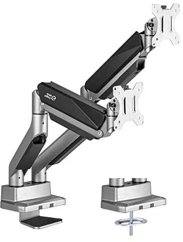 Ergo Office ER-446 Support d'écran à 2 Positions avec Ressort à gaz Support de Table 17-35 Pouces pivotant inclinable pivotant réglable en Hauteur Double Bras VESA 75x75 100x100 jusqu'à 2x15 kg