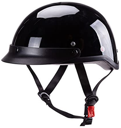 Nero Casco Mezzo Certificazione DOT/ECE, Casco Jet metà Uomini Donne, Aperto Caschi da Moto, Classico Mezzo Casco Scodella, Aperto Faccia Casco del Motociclo (Color : A, Size : XL=(61-62cm))