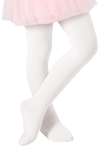 Zando Elastisch Weiß Strumpfhose Mädchen 1-3 Jahre, Feinstrumpfhose Mädchen, Ballettstrumpfhose Mädchen, Thermo Strumpfhose Kinder, Weiß, 1-3 Jahre