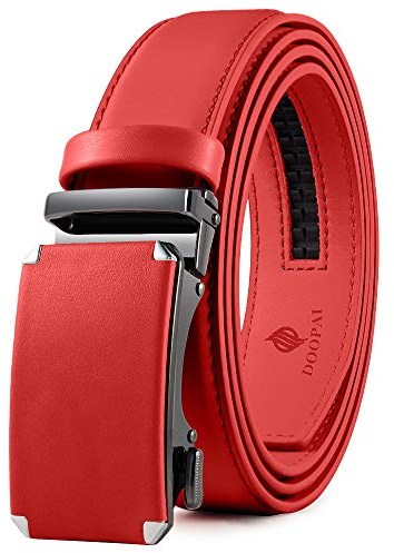 DOOPAI Gürtel Herren aus Echtleder, Automatik Ratschengürtel 35 cm Breit | Einstellbar Gürtel mit Geschenkbox für Casual Arbeits