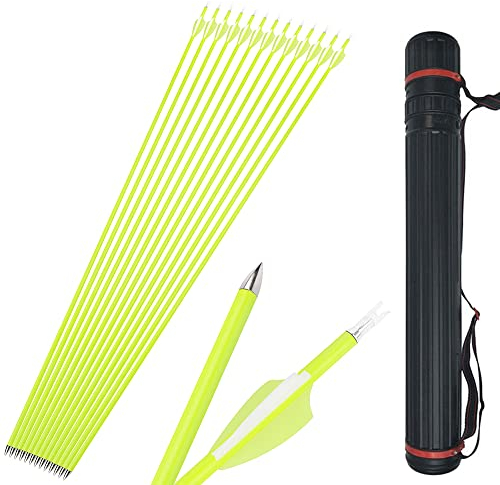 SHARROW 12 Stück Carbonpfeile 30 Zoll Carbon Pfeile für Bogen Bogenpfeile Spine 1500 Jagdpfeile für Recurve Bogen und Compoundbögen (Typ 2: Pfeile+Köcher)