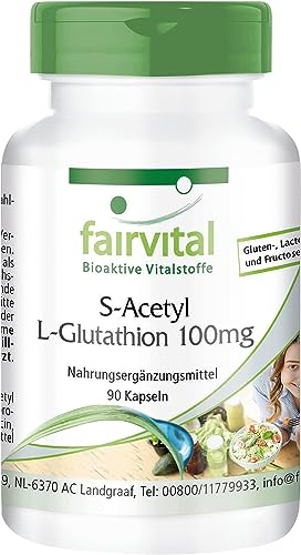 Fairvital | S-Acetyl L-Glutathion - 90 vegane Kapseln - stabile Glutathionform - hohe Bioverfügbarkeit - Qualitätsgeprüft und hochdosiert - Made in Germany