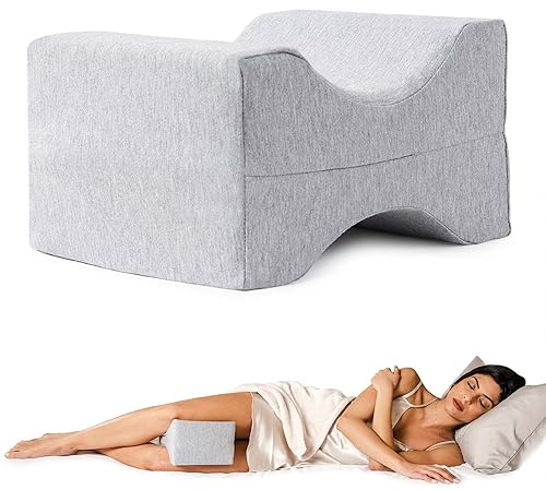 Flowen Almohada Piernas Dormir de Lado Cojin Rodillas y Lumbar Ortopedico Reposapiernas en Espuma Viscoelástica Alivia Dolor de Espalda Soporte Tobillo y Posicionadora Cadera Funda de Algodon Lavable