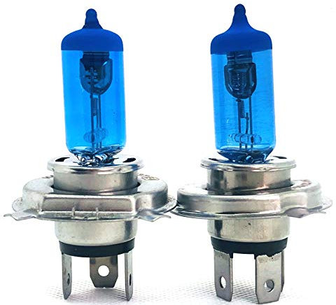 MAXXONI - 2x Stück H4 P43t 60/55W 12V Halogen Auto Lampen Xenon Look Blue Optik Glühbirne