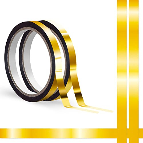 Vantasii 100 Meter Gold-Metallic-Klebeband, glitzerndes Grafikband, wasser- und reißfest, Metallic-Verspiegelung, abnehmbar ohne Rückstände, für Geschenkbox, Zuhause, Schule, Büro, Dekoration