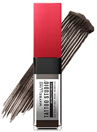 Maybelline Tattoo Studio Brow Styling Gel, Waterproof Eyebrow Make Up, Brow Tint for Up to 36HR Wear, Black Brown, 1 Count