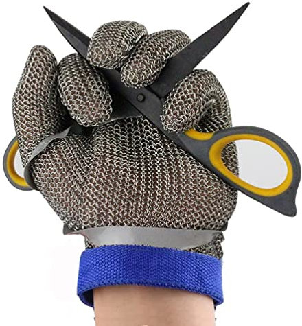 Anti Cutting Gloves Food Grade Stainless Steel Cut Resistant Gloves, Chef Butcher Carpenter Tailor Safety Work Chain Mail Gloves (Size : A pack of one/XL)