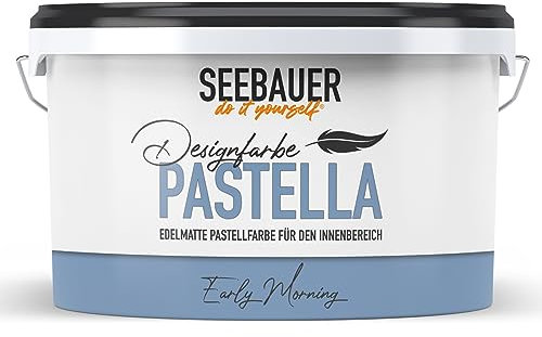 SEEBAUER diy Pastellfarbe PASTELLA Blau 2,5L (Early Morning) Edelmatte Wandfarbe Blau - Innenfarbe sehr hohe Deckkraft - Matt, Abwaschbar und Tropffrei