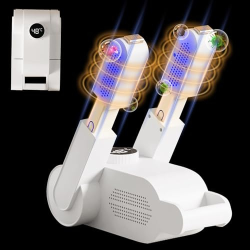 Asciuga Scarpe Elettrico, Asciugatrice per Calzature con Display Digitale, Asciuga Scarponi in Modo Veloce con Timer, Luce Violetta + Carbone Attivo = Doppio Antibatterico