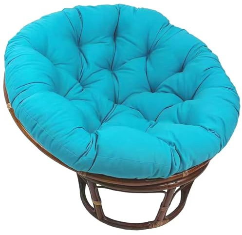 DEVINK Papasan Sessel Kissen Sitzauflage, Rundes Bodenkissen Dicke Stuhlkissen Bequem & Weich Sitzkissen Hängesessel Krabbeldecke Für Indoor Outdoor Garten Stuhlauflage(180x180cm,Blue)