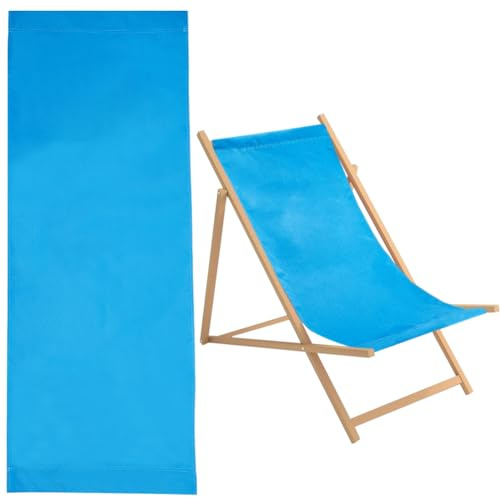 GORGECRAFT Baumwoll-Strand-Sessel-Ersatz Segeltuch 1130 x 432mm Blauer Lounge-Stuhl-Stoff Liege-Sessel-Ersatz Für Garten Innenhof Strand-Entspannung