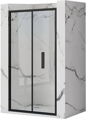Rea RAPID FOLD 80 SCHWARZ DUSCHFALTTÜR Transparentes gehärtetes Sicherheitsglas 4 mm (Schwarz)