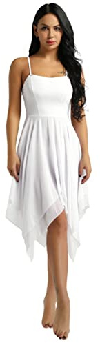 RUNQHUI Lyrisk dansklänning kvinnors kroppsdräkt asymmetrisk klänning modern dansklänning latin dansklänning S-XXL, Typ A Vit, L