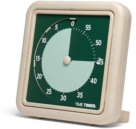 Time Timer® Retro 20,3 cm Eco Edition visueller Timer – 60 Minuten Tisch-Countdown-Uhr aus mindestens 20% natürlichem Pflanzenmaterial - Green Land