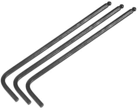 sourcing map 3pcs 3mm Ball End Hex Key Wrench, Metric L Shaped Long Arm CR-V Repairing Tool for Bikes Furniture Repair, Black