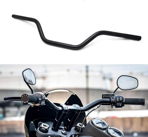 DREAMIZER Manubrio per Moto 7/8 22mm Manubri Drag Bars Universale per Cafe Race Bobber Motocross Dirt Pit Bike ATV Ebike Mini Bike, Nero