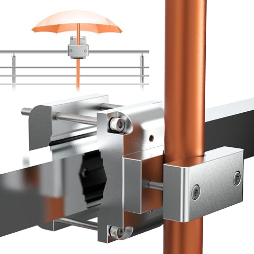 4smile Sonnenschirmhalter Balkongeländer SunnyRock - Extra-Starke Aluminium Sonnenschirm Halterung Balkon - Universelle Schirmhalterung Balkongeländer ersetzt Sonnenschirmständer Balkon, Silber