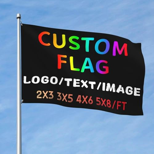 PRFELMG Personalisierte Flagge 2x3 Ft Einseitig - Gestalten Sie Ihr eigenes Logo/Bild, Fügen Sie Text hinzu, Personalisierte Flagge für Schlafsaal, Geburtstags- oder Geschäftsgeschenke
