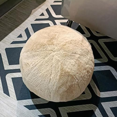 champracer 30CM Runde Kissen Ballkissen Einfarbiges Sofa Kissen Nachahmung Kaninchen Haar Plüsch Zierkissen Dekokissen Rundes Ballkissen (Hellbraun)