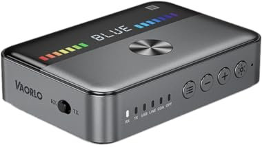 Qerwsdty NFC Bluetooth 5.3 Receptor de Audio Transmisor Luz RGB USB 3.5MM AUX Coaxial Óptico Adaptador Convertidor Gris