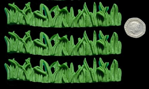 3 x Edible 3D Strips of grass icing toppers, cake cupcakes decorations (Green)