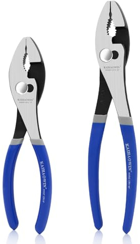 KAIHAOWIN Slip-Joint Pliers 8& 10 Set of 2, Large Pliers Cr-V Heavy Duty Serrated Jaw with Rubber Grip Handle Plier Tool