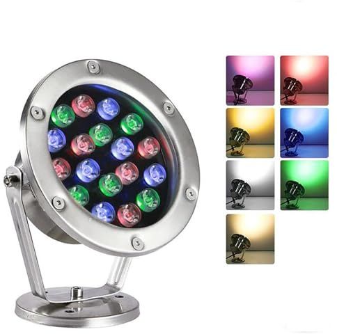 Luz LED Sumergible - Focos De Piscina, Iluminación RGB Para Estanques De Bajo Voltaje De CA 12V, Luz Subacuática Para Paisaje De Acero Inoxidable Resistente Al Agua IP68 Con Control Remoto(Warm White