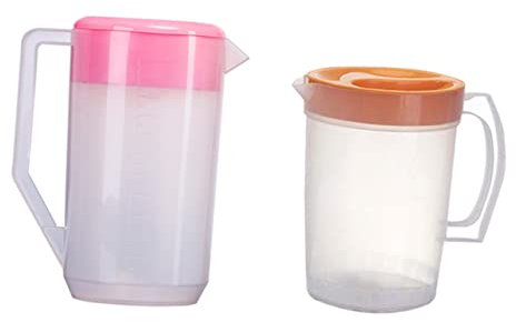 ULTECHNOVO Brocca Acqua Plastica Rosa 4000ml Resistente al Calore con Scala e Coperchio Grande Capacità per Piscine e Picnic
