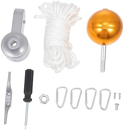 UPKOCH Kit Accessori in Metallo Per Portabandiera Riparazione Facile Per Bandiere Da Esterno Include Puntale Dorato e Moschettoni Per e Feste