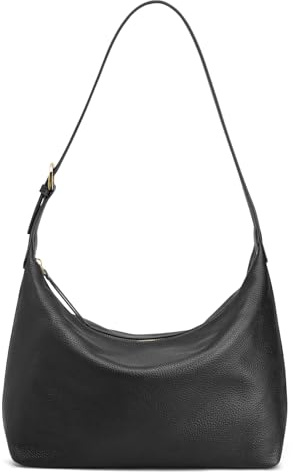 Kattee - Bolso de piel para mujer, bolsos de hombro Hobo, bolsos suaves para mujer, bolso cruzado de piel de grano superior con 2 correas, Negro -, 8.7 x 3.9 x 8.7