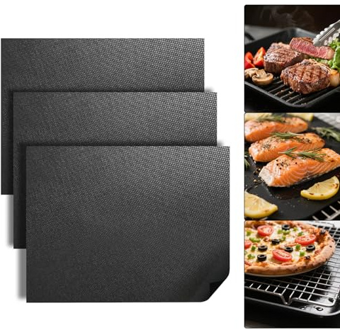 Storystore 3 Stk Dauerbackfolie für Backofen, 40x33cm Antihaft Backmatte | Backpapier Wiederverwendbar für Gas, Elektro & Umluft Backofen, Grillmatte für Gasgrill BPA-frei, Ofenboden & Grill Schutz