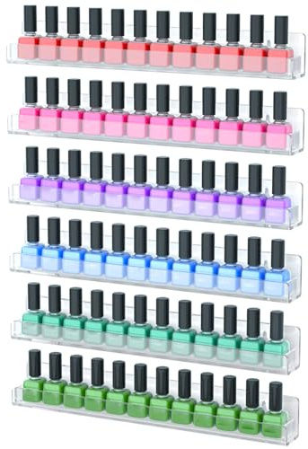 Nagellackregale 6-teiliges Nagellackregal wandmontierte Acryl-Ausstellungsregale L-förmiges Mehrzweck-Ausstellungsregal mit großer Kapazität für Zuhause Einzelhändler