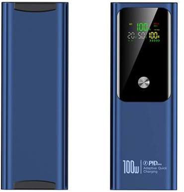 WSGDSG Power Bank per Laptop A Ricarica Rapida da 100 W, 20000 mAh, Caricabatterie Portatile con Schermo, 2 Porte USB Type-C E 1 USB, Batteria Esterna, può Essere Portata in Aereo(Color:Blu)