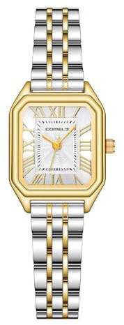 CIVO Armbanduhr Damen Vintage Rechteckiges Gold/Silber Damenuhr Wasserdicht Analog Edelstahl Kleine Uhren Geschenke für Mama Frau Freund