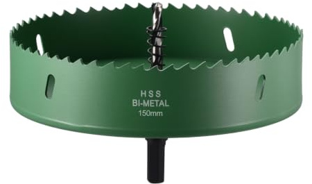 CoCud 5-7/8 150mm Hole Saw M42 Bi-Metal Hole Cutter for Metal Green | Hex Shank Drill Bit with Spring Cutting Tool for Thick Board Alloy Steel Plate