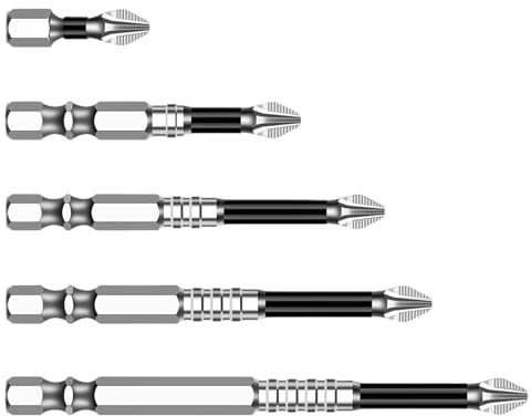 Set di 6 punte per cacciavite professionale con assorbimento magnetico per una chiusura precisa delle viti in più applicazioni. Punte per cacciavite antiscivolo