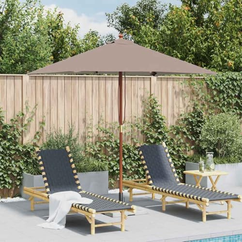 INLIFE Parasol d'extérieur avec mât en Bois 150x200 cm Taupe