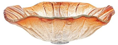 ZYCDP Lavabo Appoggio in Vetro Temperato 440 X 440 X 145 mm Senza Foro Per Rubinetto Colore Arancione