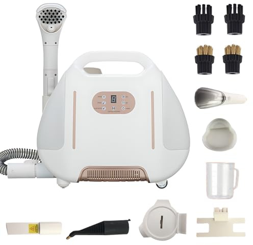 Pulitore Vapore per Tappeti e Divani, Macchina Pulizia Elettrica con Aspirazione 1600ml, Schermo Digitale Touch, Portatile, con 7 Ugelli Multifunzione - Vapore ad Alta